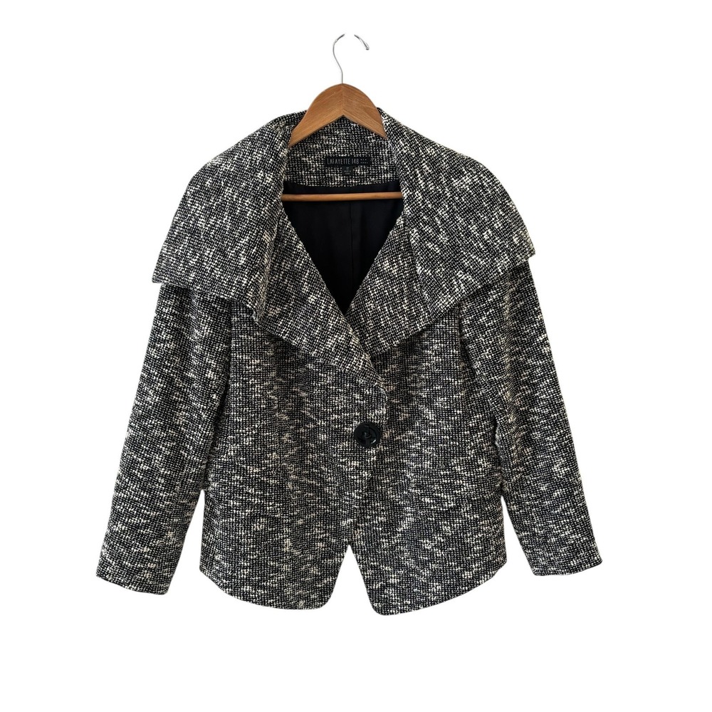 Lafayette 148 New York Tweed Blazer Jacket Womens 12 Black White Capsule Career